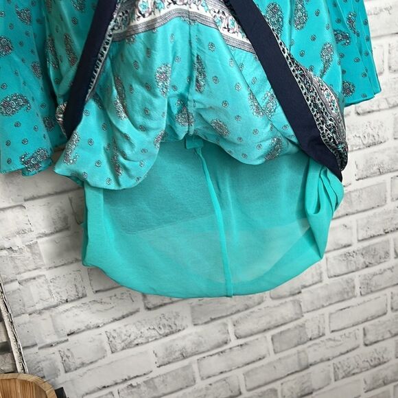 Juicy Couture 100% Silk Long Bell Sleeve Paisley Print Dress Size 6 Boho Hippie - Picture 7 of 12